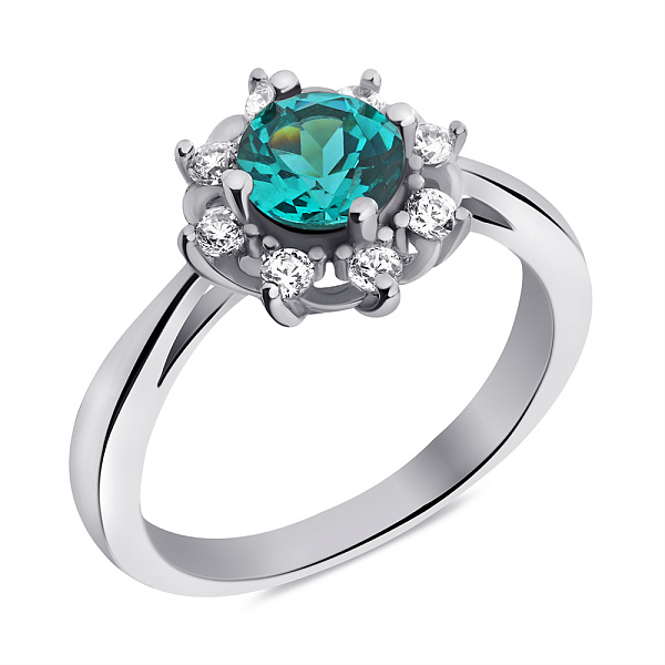 Серебряное кольцо с морганитом и фианитами (арт. 7501/2290Пмз) – изображение 1