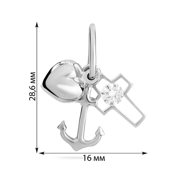 Подвес из белого золота с фианитом (арт. 421102б) – изображение 2