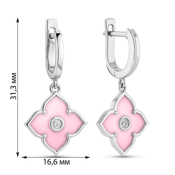 Серебряные серьги с фианитом и керамикой (арт. 7502/1980521кмр) – изображение 2