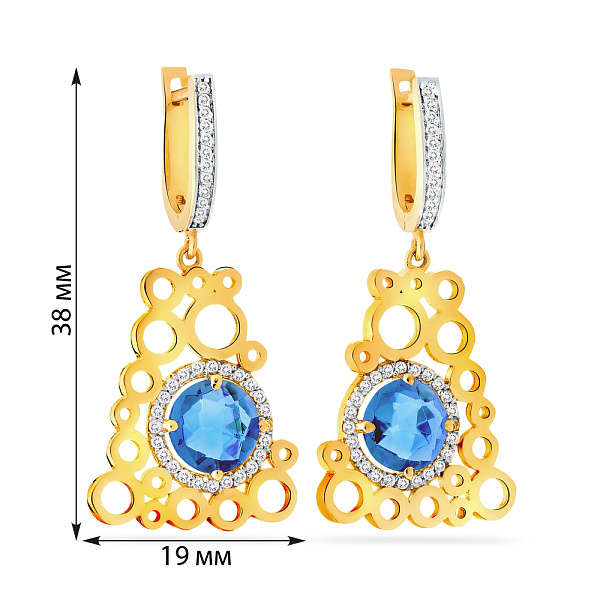 Золотые серьги с кварцем и фианитами (арт. 103296жПкг) – изображение 3