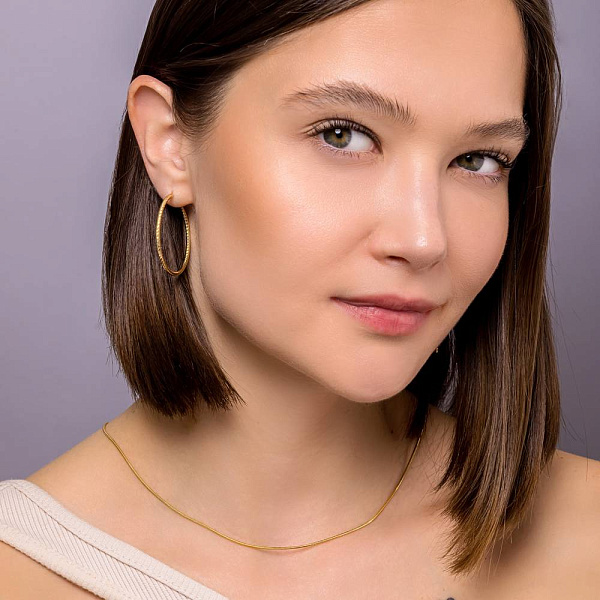 Золотые серьги-кольца без камней (арт. 122001/35ж) – изображение 3