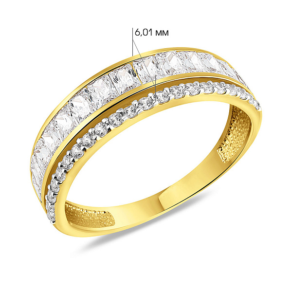 Кольцо золотое с дорожками из фианитов (арт. 140482ж) – изображение 2