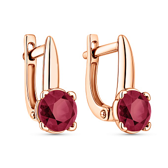 Фото Детские золотые серьги с красным фианитом (арт. 110504к)