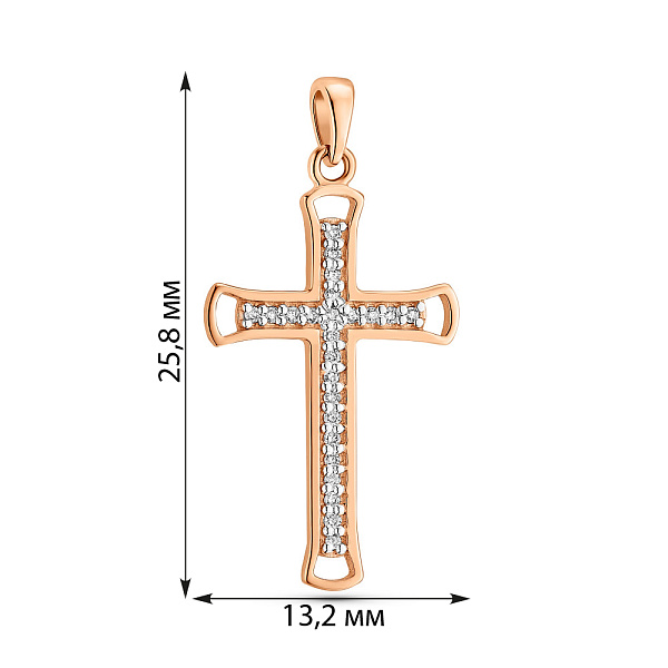 Золота підвіска-хрестик з діамантами (арт. 3104074201) – зображення 2