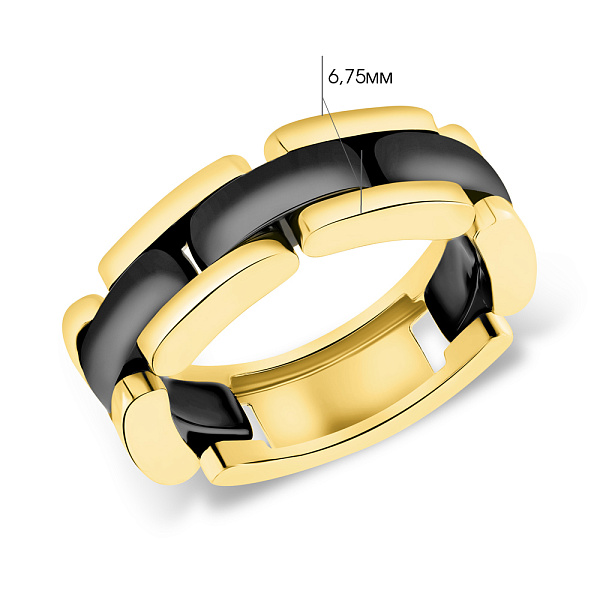 Кольцо из желтого золота с черной керамикой (арт. 155446жкмч) – изображение 2