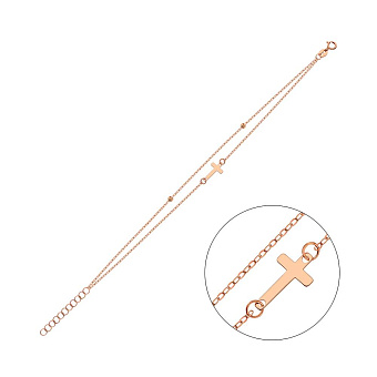 Подвійний браслет з червоного золота без каменів (арт. 325414)