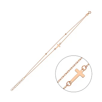 Подвійний браслет з червоного золота без каменів (арт. 325414)