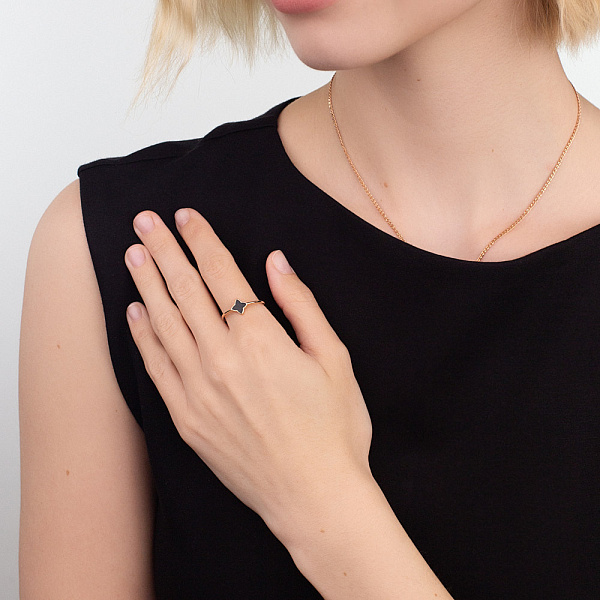 Золотое кольцо с эмалью (арт. 155368еч) – изображение 3