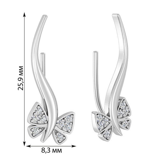 Золоті сережки-клаймбери з фіанітами (арт. 110446б) – зображення 2