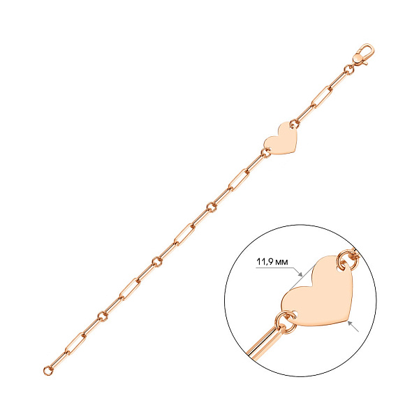 Браслет золотий з сердечком (арт. 3261034) – зображення 3