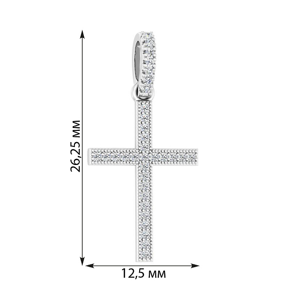 Хрестик з білого золота з фіанітами (арт. 440661б) – зображення 2
