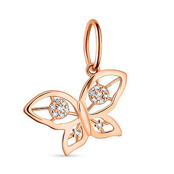 Золотой подвес "Бабочка" с фианитами (арт. 424523)