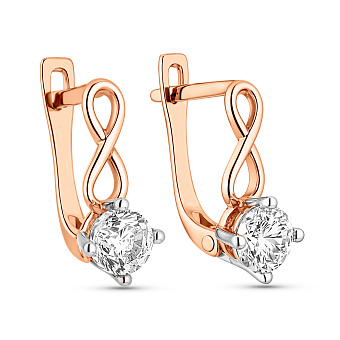 Фото Сережки Нескінченність з червоного золота з фіанітами (арт. 105655)