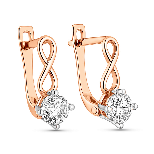 Сережки Нескінченність з червоного золота з фіанітами (арт. 105655) – зображення 1