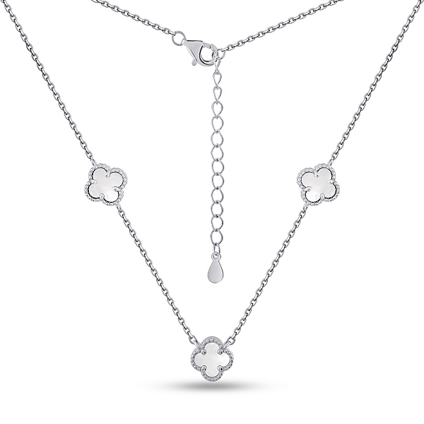 Срібне кольє Конюшина з перламутром (арт. 7507/2213/7п) – зображення 2