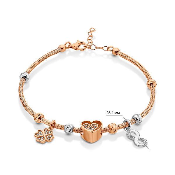 Браслет из красного и белого золота с фианитами (арт. 326903кбП2) – изображение 3