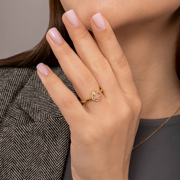 Золота каблучка з рожевим фіанітом (арт. 156617жр) – зображення 2