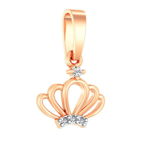 Золотая подвеска Корона с фианитами (арт. 440569) – изображение 1