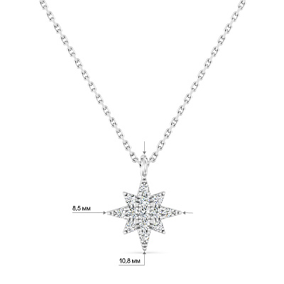 Колье Звезда из белого золота с бриллиантами (арт. Ц011529010б)