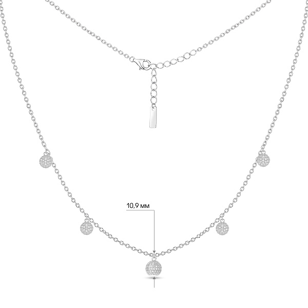 Серебряное колье с подвеской шарики с фианитами (арт. 7507/2649) – изображение 3