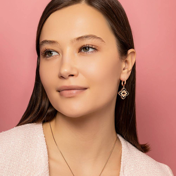 Золотые серьги с эмалью и фианитами (арт. 1091692/20еч) – изображение 3