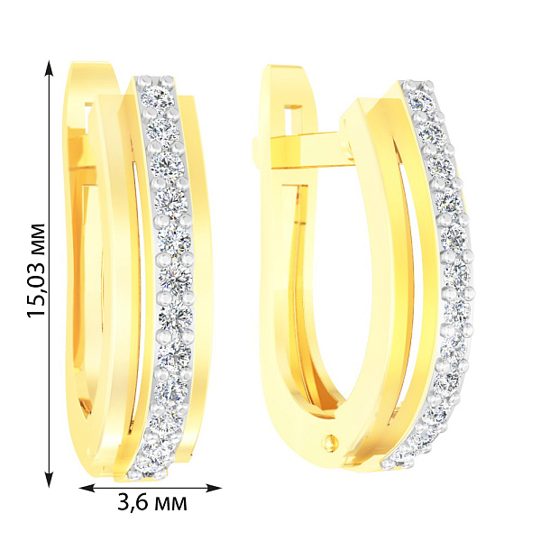 Золотые серьги с фианитами (арт. 111054ж) – изображение 3