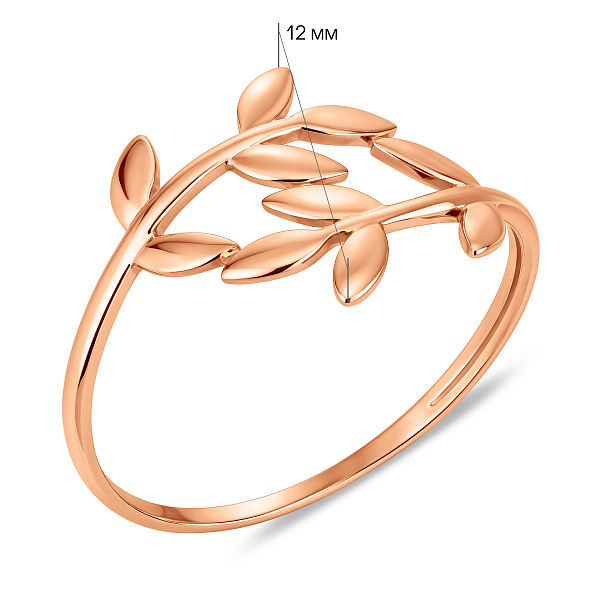 Кольцо из красного золота Ветка без камней (арт. 140918) – изображение 5