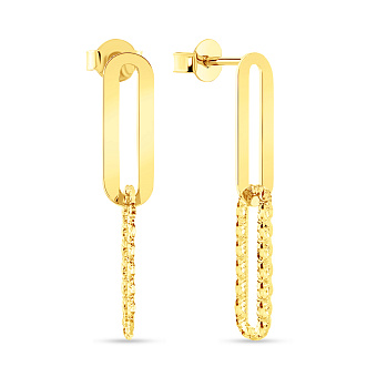 Серьги "Звенья" из желтого золота с алмазной гранью (арт. 108730ж)