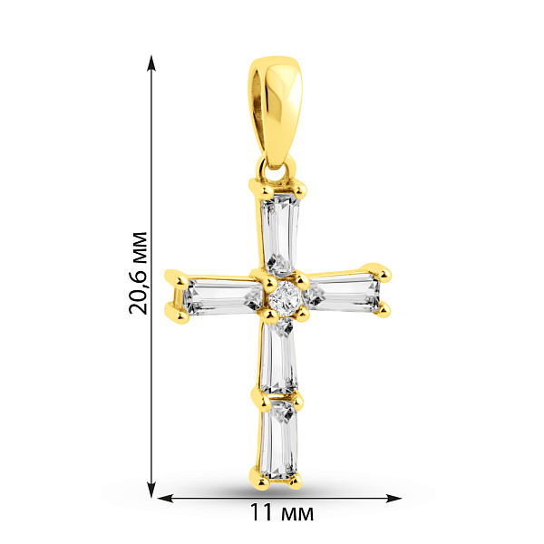 Золотий підвіс Хрест з фіанітами (арт. 421685ж) – зображення 5