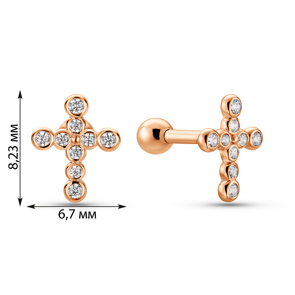 Золоті пусети з хрестиками (арт. 1101228) – зображення 2
