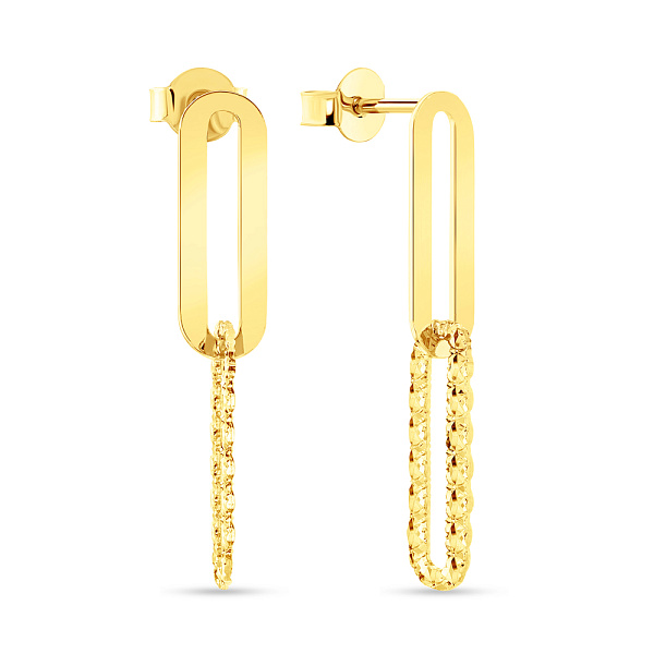 Сережки "Ланки" з жовтого золота з алмазною гранню (арт. 108730ж) – зображення 1