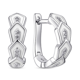 Серебряные серьги с эмалью и фианитами (арт. 7502/10073еб)
