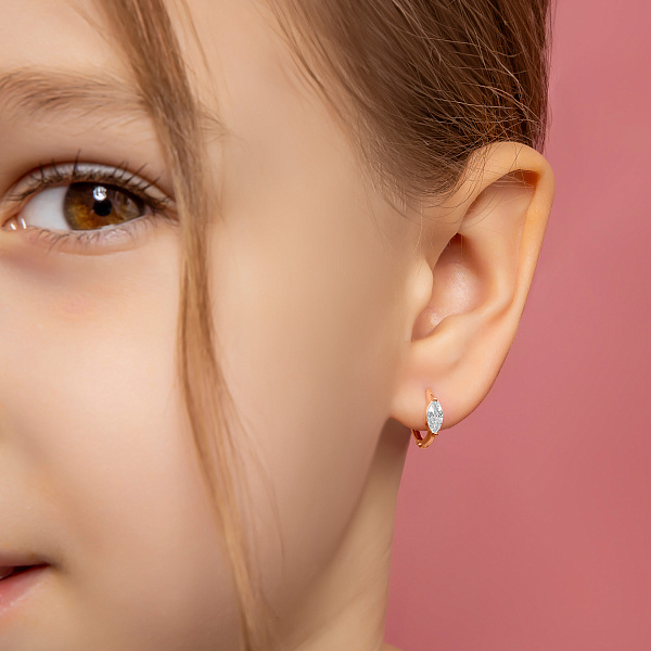 Золотые серьги кольца с фианитами (арт. 1101112) – изображение 2