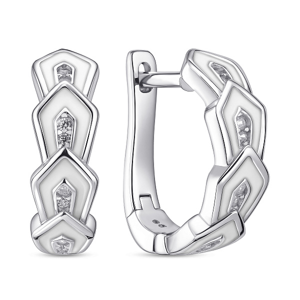 Серебряные серьги с эмалью и фианитами (арт. 7502/10073еб) – изображение 1