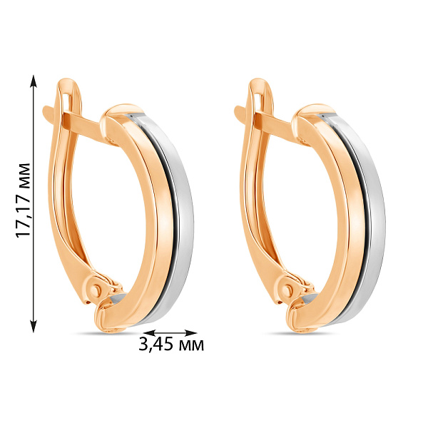 Золоті сережки в комбінованому кольорі металу (арт. 105961кб) – зображення 2