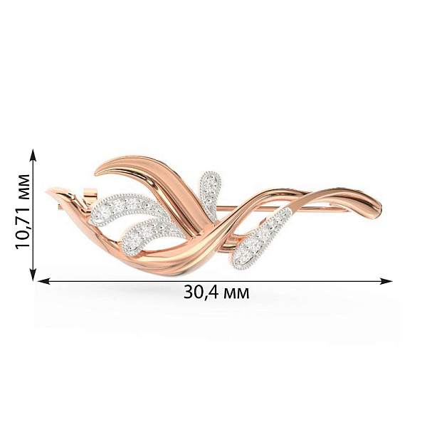 Золота брошка з фіанітами (арт. 360026) – зображення 2