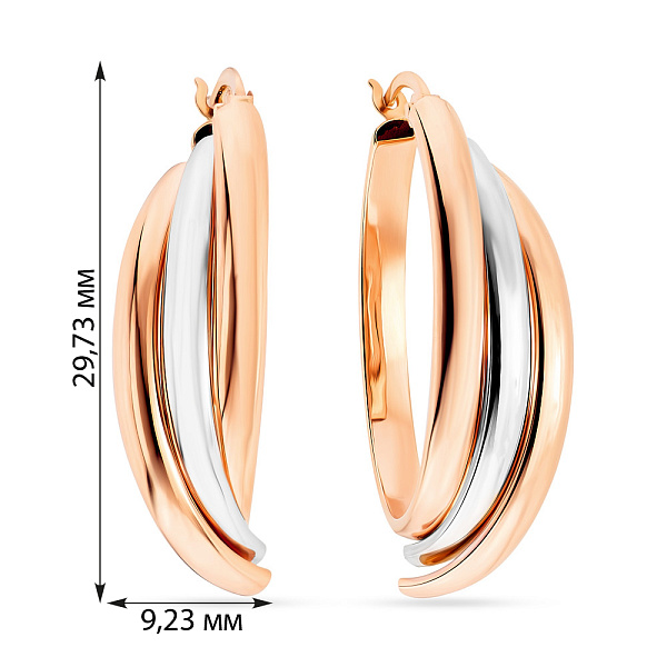 Золоті сережки в комбінованому кольорі металу (арт. 107061кб) – зображення 2