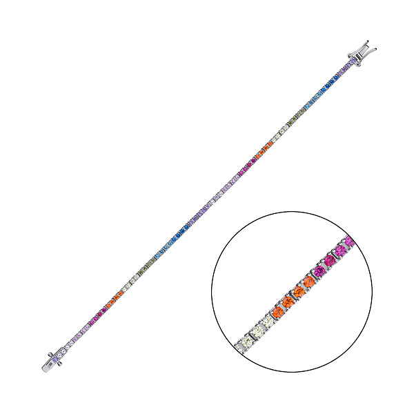 Серебряный теннисный браслет с разноцветными фианитами (арт. 7509/1844/3ацв) – изображение 2