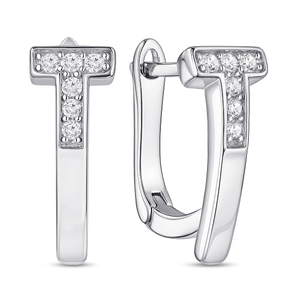 Серебряные серьги с дорожкой из фианитов (арт. 7502/100103) – изображение 1