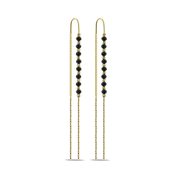 Серьги-протяжки из серебра с ониксом (арт. 7502/9337жо) – изображение 1