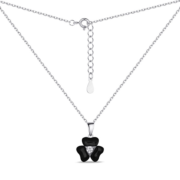 Серебряное колье Цветок с ониксом и фианитом (арт. 7507/2182о) – изображение 2