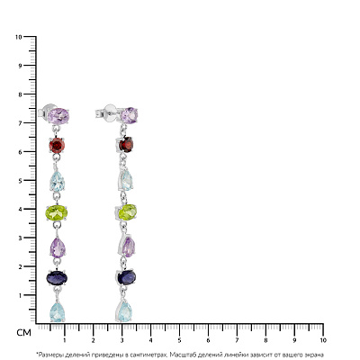 Серебряные серьги-подвески с разноцветными альпинитами  (арт. 7518/6091а)