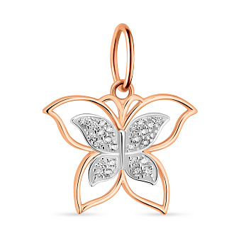 Подвес из золота "Бабочка" с фианитами (арт. 424524)