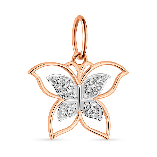 Подвес из золота "Бабочка" с фианитами (арт. 424524) – изображение 1