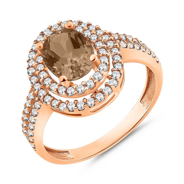 Золота каблучка з кварцом і фіанітами (арт. 151275Р) – зображення 1