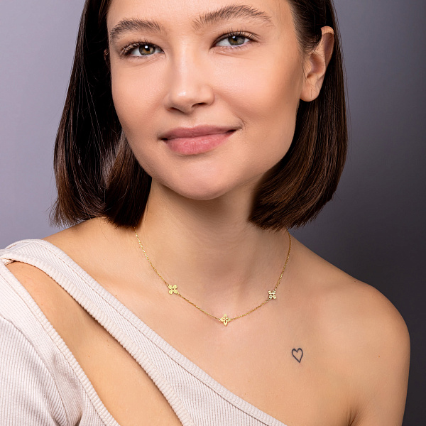 Золотое колье Клевер (арт. 352608ж) – изображение 3