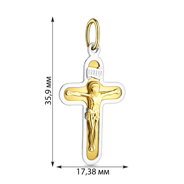 Хрестик з комбінованого золота (арт. 521206жнкби) – зображення 2
