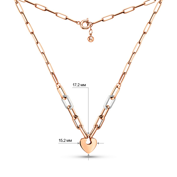 Кольє з червоного і білого золота Сердечко (арт. 352440кб) – зображення 3