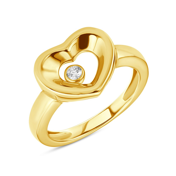 Золота каблучка Серце з фіанітом (арт. 154525ж) – зображення 1