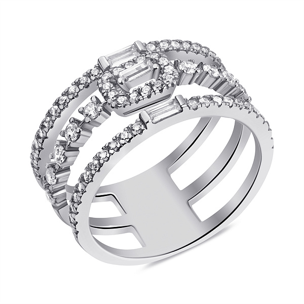 Серебряное тройное кольцо с фианитами (арт. 7501/6877) – изображение 1